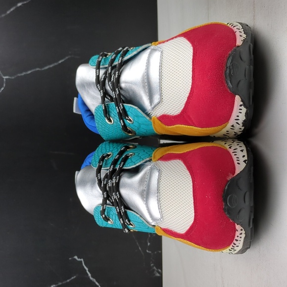 Lucky Step Women's Wedge Platform Sneaker Red/White/Multi-Color sz 7 - Picture 4 of 13